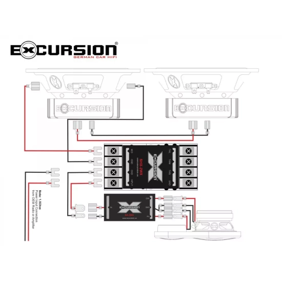 Excursion SHX-5.3C dB  3-drożny zestaw głośnikowy: 4 woofery 130mm, średnio-wysokotonowa sekcja SX-SAT, 6 zwrotnic - 1.5ohm, 150/300W, 94dB, 45-20000H